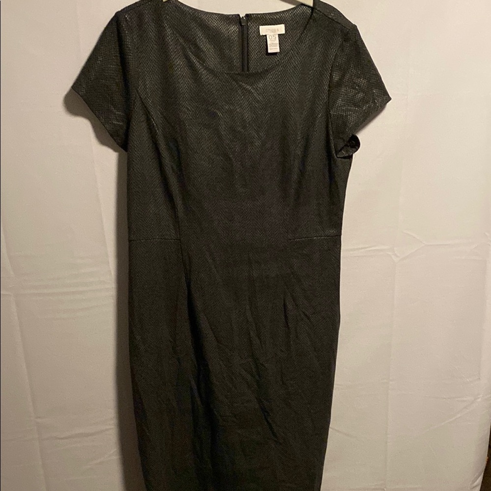 Chico's Black V-Neck Sheath Midi Dress